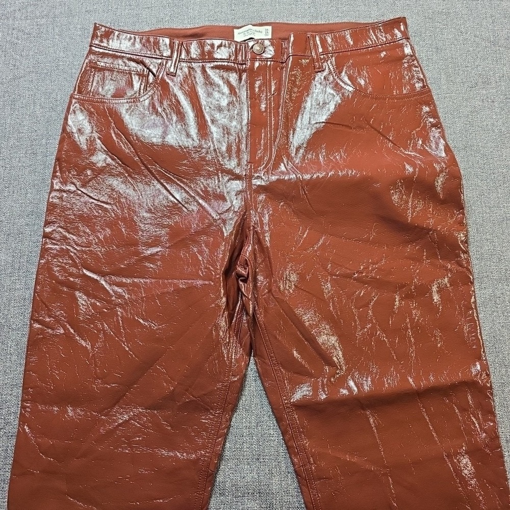 Abercrombie & Fitch Faux Leather Pants 90s Straight Ultra High Rise Brown 34 18S